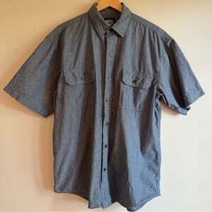 Key, Blue Chambray Short-sleeve Button-down Shirt, Men’s Size L
